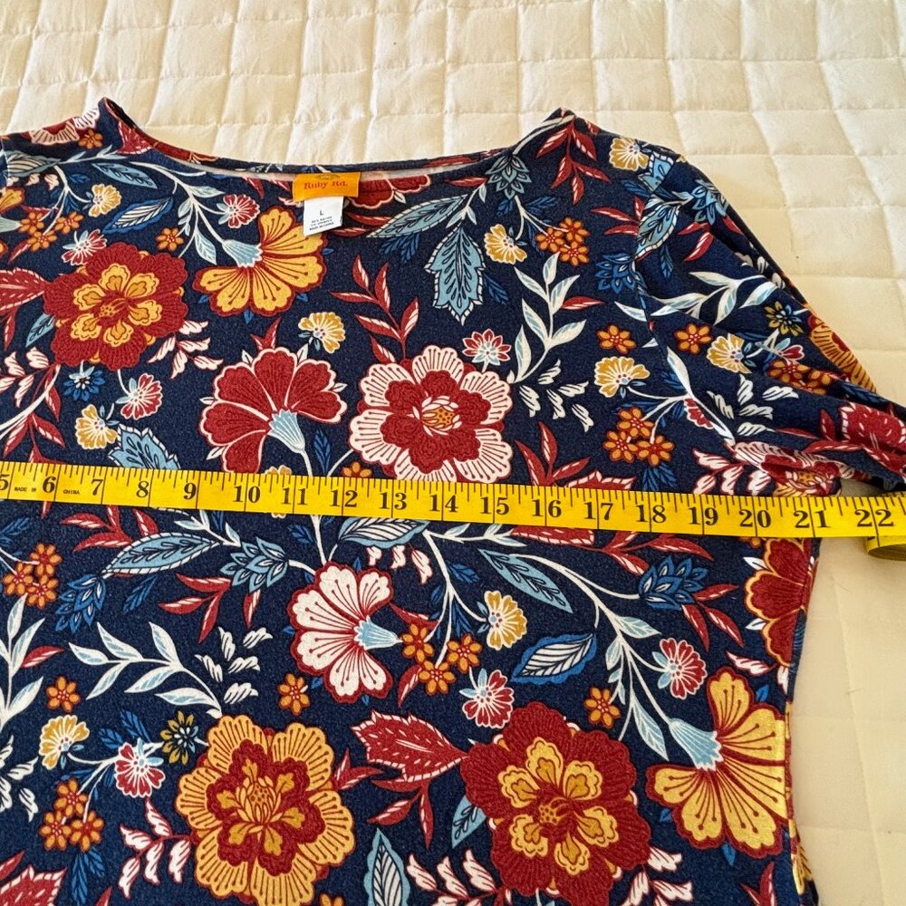Ruby Rd. Fall Floral Shirt 3/4 Sleeve - Picture 4 of 12